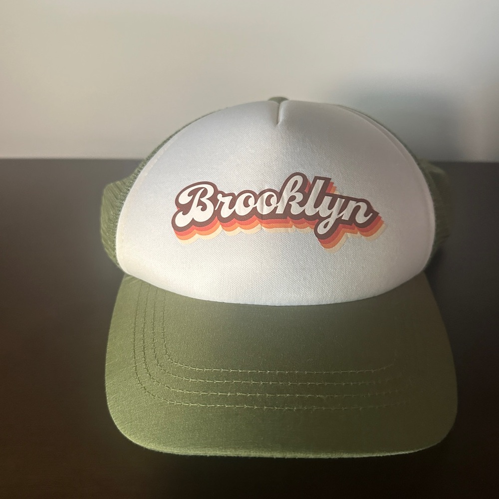 BROOKLYN logo Green and White Trucker Hat